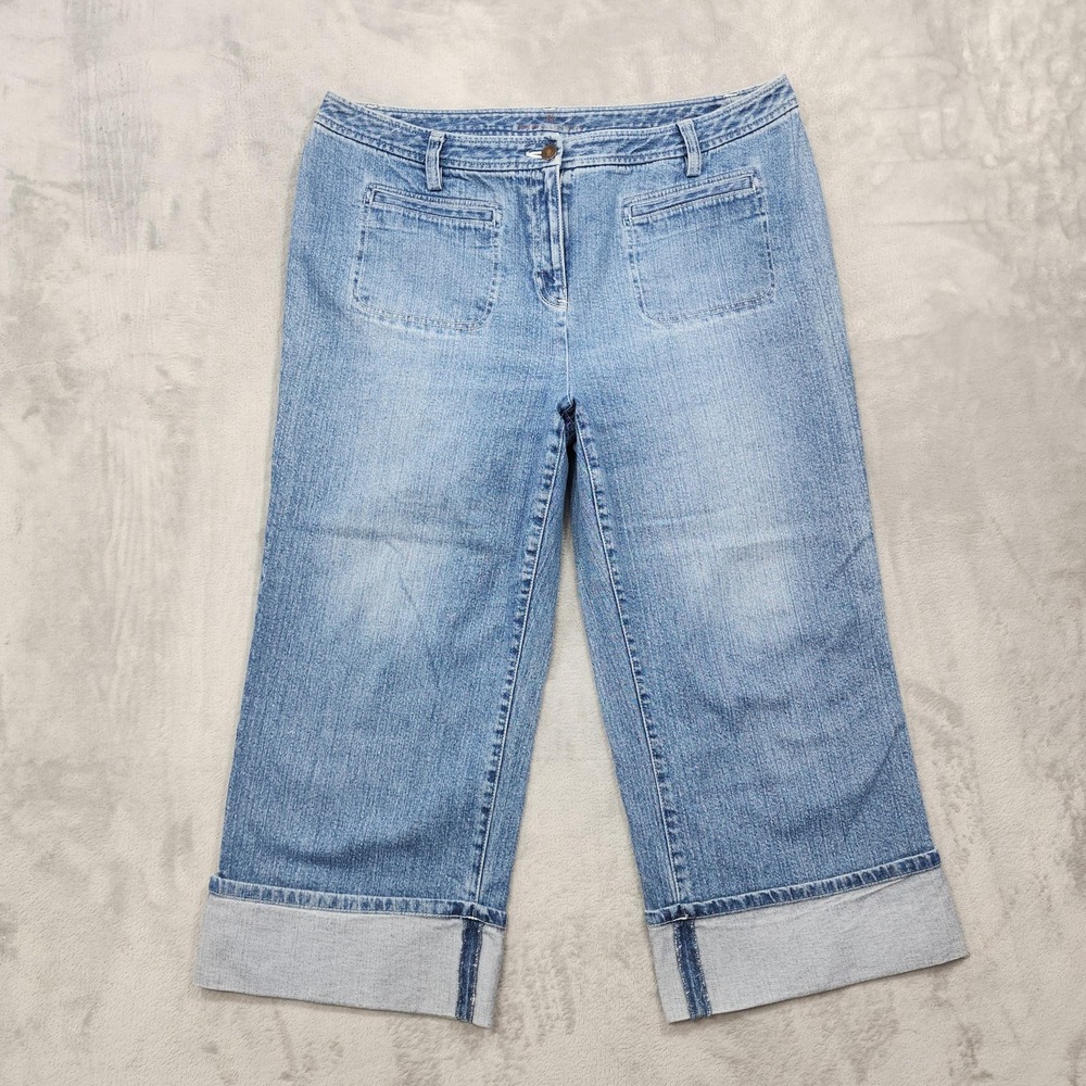 INC International Concepts Jeans Womens 16W Blue High Rise Capri Cuffed Stretch